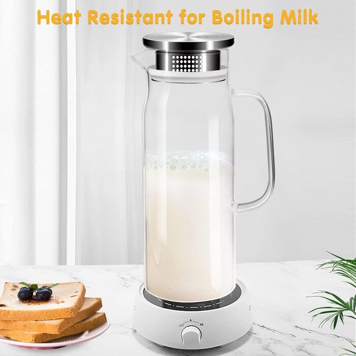 Скляна карафа Yirilan 1.5л з кришкою, 1000 мл - прозора скляна канавка для води