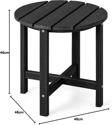 Журнальний столик COSTWAY, стійкий до ультрафіолетового випромінювання пластик, стійкий до атмосферних впливів, 46x46x46 см, чорний, круглий