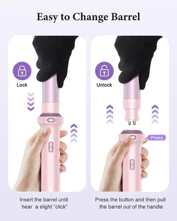 BESTOPE PRO Локкенстаб: Набір випрямляча та плойки 5 в 1 з термощіткою, 3 плойки (9-25 мм) для великих локонів, 13 температур, захисне покриття, рукавичка, затискач (Блідо-рожевий)