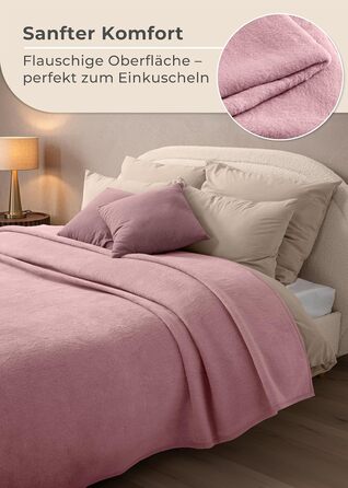 Ковдра LAYENBURG Premium з бавовни, Oeko-Tex 100, 150x200 см, пудрово-рожева. М'яка пледова ковдра для дому, дивана та ліжка. Бавовняний мікс, тепла та затишна.