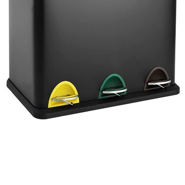 Літровий педальний кошик для сміття сталевий кошик з порошковим покриттям чорного кольору, 3X8 24-