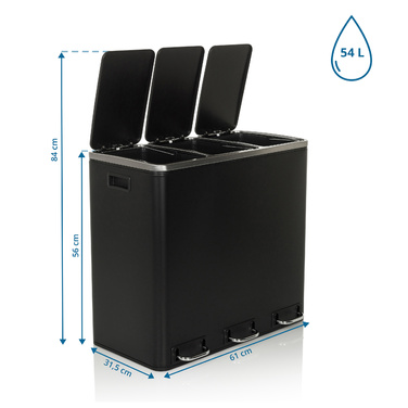 Збирач відходів / Система сортування відходів CLEAN IX 54L (3x18L) Сталь чорний hjh ОФІС