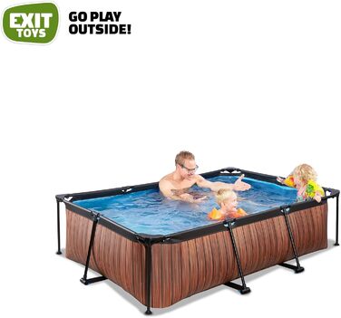 Дерев'яний басейн EXIT Toys - 220x150x65см - Прямокутний, компактний каркасний басейн з картриджним фільтруючим насосом - Легкодоступний - Підходить для малюків - Міцна рама - Унікальний дизайн - Коричневий 220 x 150 x 65 см Коричневий