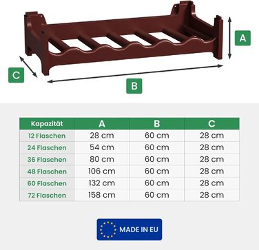 Стелаж для вина ARTECSIS на 72 пляшки, коричневий, з пластику, модульний, для ресторанів та барів