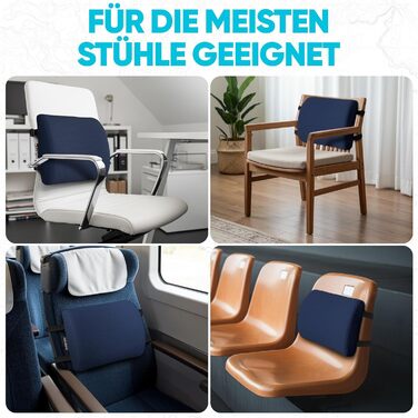 Подушка під поперек FORTEM з ефектом пам'яті для авто, ігрового та офісного стільця, ортопедична підтримка спини з дихаючою знімною обкладинкою (Синій сітчастий матеріал)