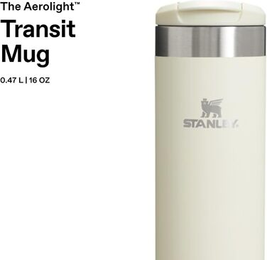 Термокружка Stanley Aerolight Transit 470мл Cream Gloss - Збереження тепла до 6 годин, сумісна з автомобільними тримачами, миється в посудомийній машині