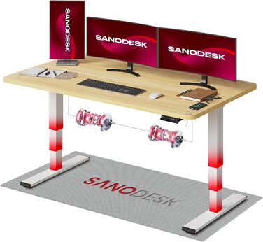 Регульований стіл Sanodesk 160x80 см білий + ahron. Електричний, ергономічний, з подвійним мотором.