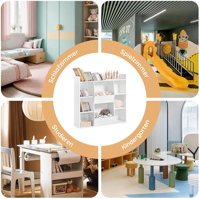 Полиця для книг SoBuy Montessori для дітей, зелена, 80x104x34 см (KMB55-K-GR)