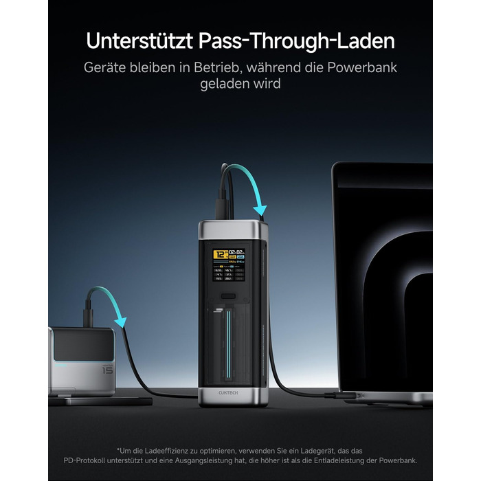 Power Bank CUKTECH 20: 25000mAh, 140W, PD3.1, 3 порти, Digital Display, USB-C для MacBook, Xiaomi, Galaxy, iPhone