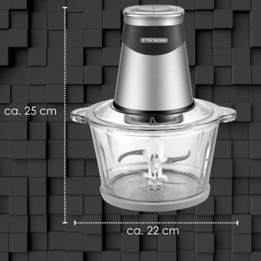 Електричний подрібнювач потужний Multizerkleinerer Blitzhacker 500W 1.8л зі скляною чашею - універсальний кухонний комбайн для приготування дитячого харчування, горіхів, овочів, фруктів та м'яса