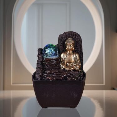 Декоративний фонтан Zen'Light Zimmerbrunnen: для дому, офісу, медитації, LED-підсвітка, H 18 см