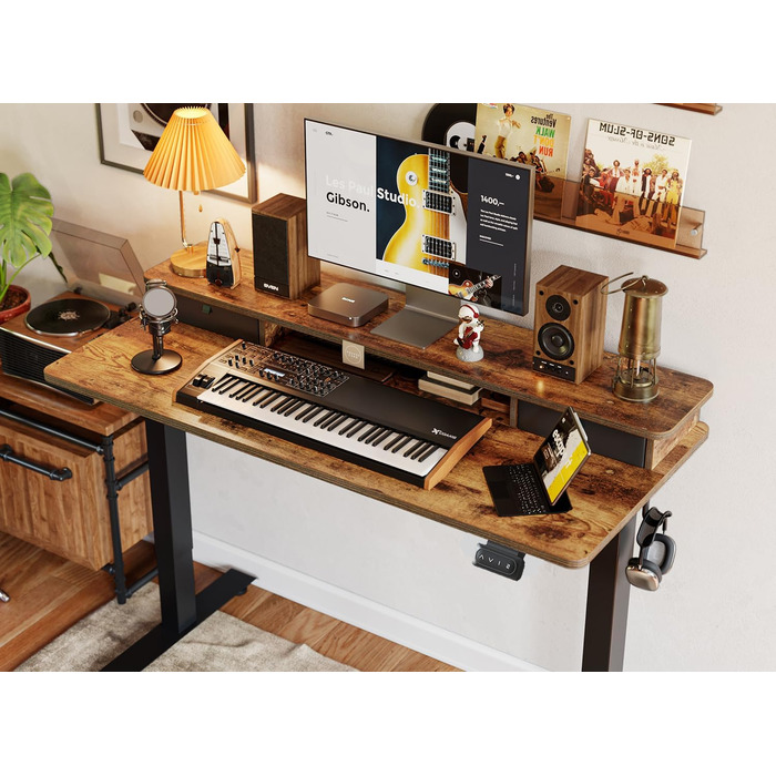 Електричний стіл CUBICUBI з регулюванням висоти, Stehpult T-подійна ніжка зі сталі, пам'ять, антиколізійна система, чорний каркас/стільниця