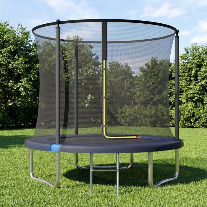 Батут JUMMICO вуличний 220 см з сіткою безпеки та захисним покриттям - блакитний