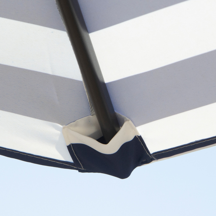 Сонячний парасоль для саду та тераси, сталевий каркас, блакитний смугастий дизайн, діаметр 230 см, висота 216 см