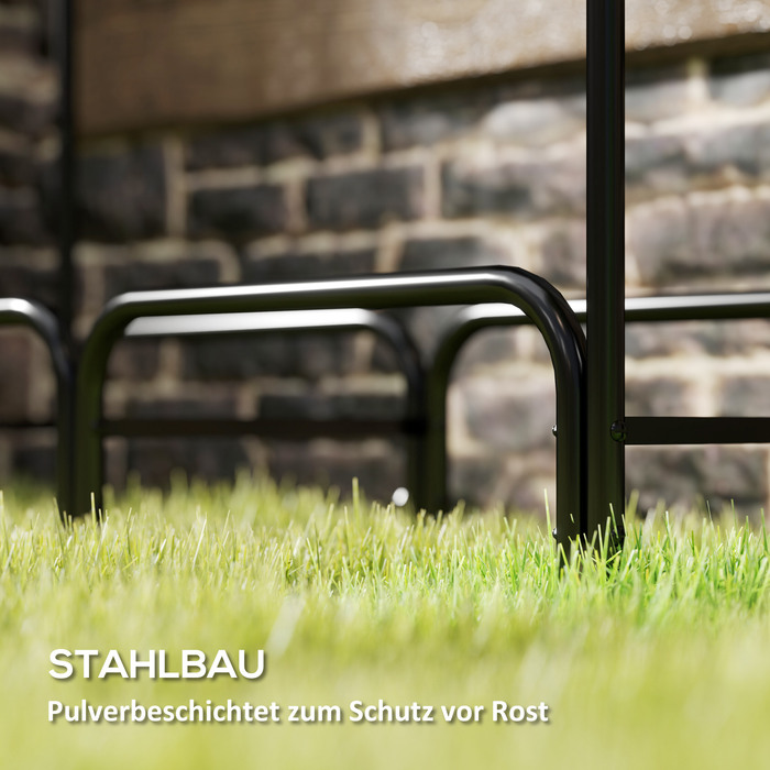 Полиця для дров Outsunny 120x36x99 см Полиця для дров з брезентовою сумкою для перенесення 600D Оксфорд водовідштовхувальний чохол для садового патіо металевий чорний