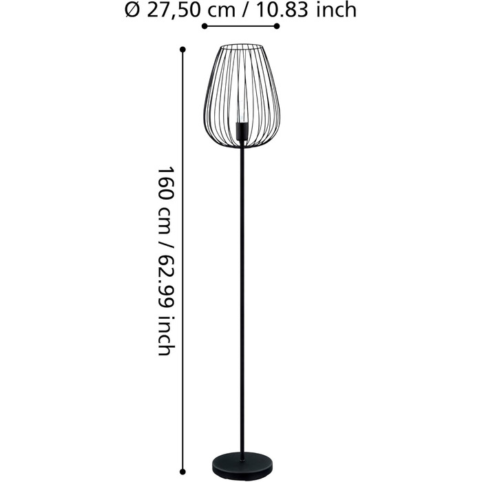 Настільна лампа EGLO Newtown, чорна, 1 лампочка, E27, зі вимикачем (без лампочки)