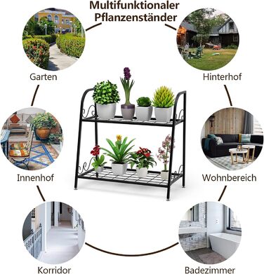Ярусна металева підставка для рослин COSTWAY, багатофункціональна для внутрішнього та зовнішнього використання, модель 2, 2-