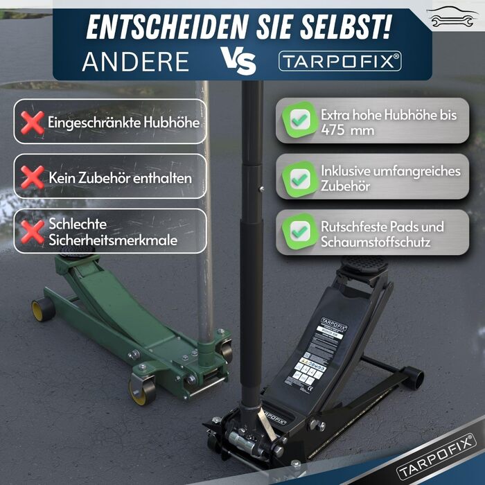 Гідравлічний домкрат Tarpofix 3т (85-475 мм) для позашляховиків та легкових авто | Низькопрофільний домкрат з подвійним циліндром