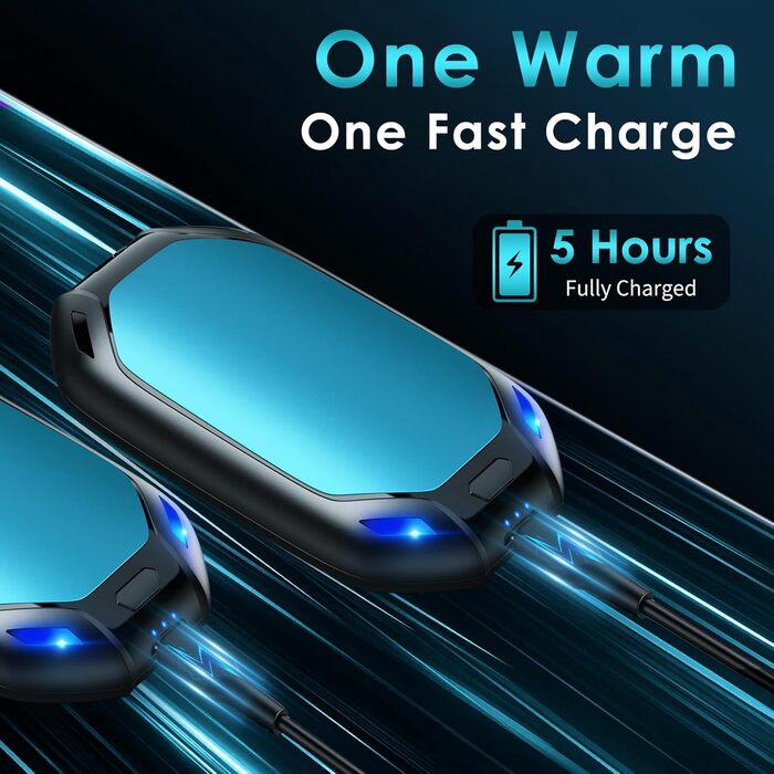Електричний нагрівач для рук, 2 шт. Перезарядний магнітний кишеньковий нагрівач, ультралегкий та тонкий з великою ємністю 6000 mAh, 3 режими нагріву для чоловіків та жінок, для активного відпочинку, гольфу, кемпінгу (Синій, 1)