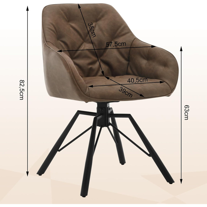 Крісло для їдальні WOLTU EZS61br-1 (8 шт.) з підлокітниками, штучна шкіра, металеві ніжки, коричневе