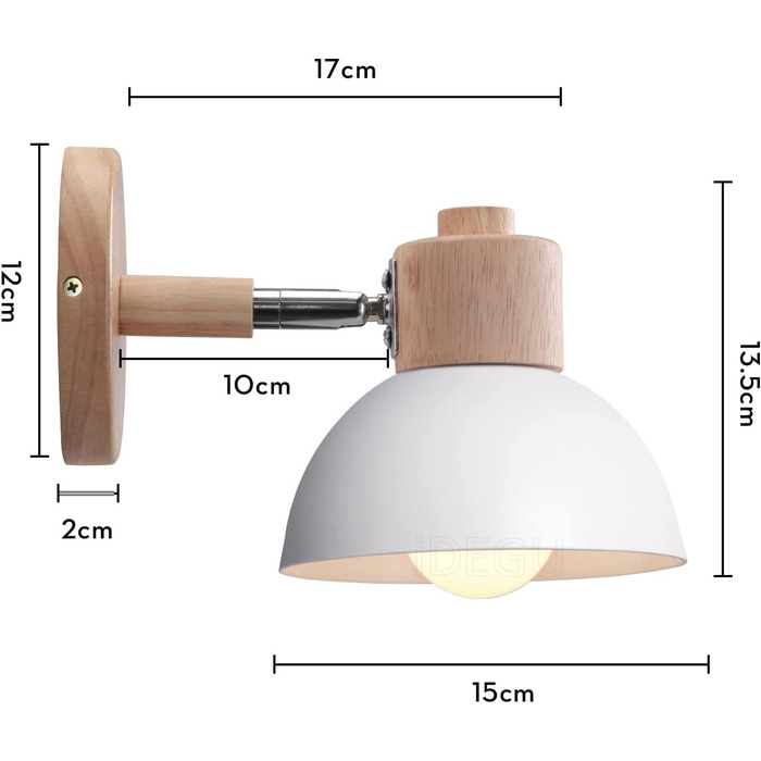 Настінні світильники Дерево Метал E27 регульований вінтаж для спальні Вітальні Білий, 2 шт.