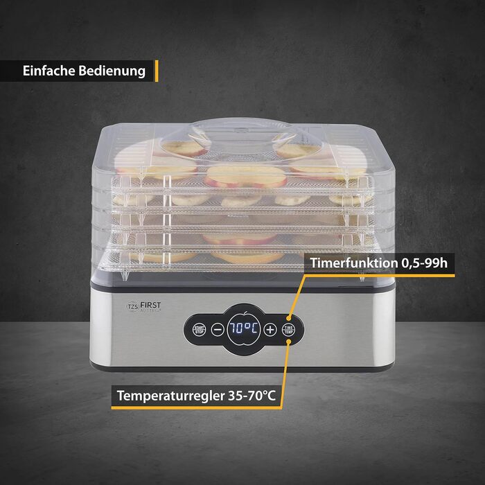 Перший дегідратор TZS в Австрії Цифровий з таймером і регулятором температури 35-70C 5 підлог без бісфенолу А