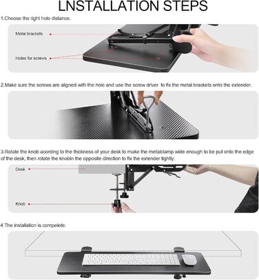 VAYDEER Подовжувач для столу з підставкою під руки та клавіатуру, чорний - Ergonomic Desk Extender