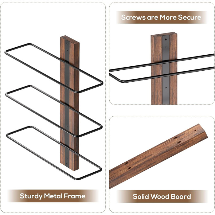 Настінна вітрина для вина B4Life на 12 пляшок, метал та дерево, чорний колір, для кухні, їдальні, бару