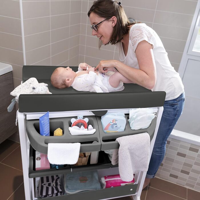 Дитяча ванночка та пеленальний столик 2-в-1 Bebeconfort Dolphy, сірий, 0-12 місяців (до 11 кг)