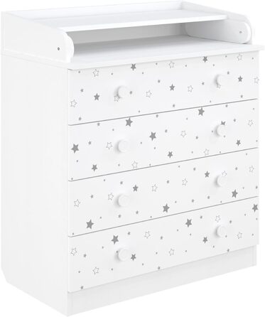 Комод для переодягання Shefa Kids Wickelkommode 800 білий - якісний комод з пеленальним столиком для дитячої кімнати (Sternenlicht)