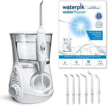 Waterpik Ultra Professional: Іригатор для порожнини рота, 6 насадок, 10 режимів, білий