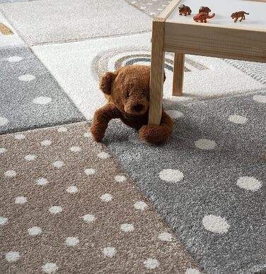 Сучасний м'який дитячий килим the carpet Monde Kids, м'який ворс, не вимагає особливого догляду, не залишає плям, яскраві кольори, Райдужний візерунок, (160 х 230 см, бежевий)
