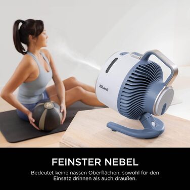 Вентилятор Shark FlexBreeze HydroGo Starker з функцією розпилення, охолодження для дому та вулиці, тихий та довговічний, з підключенням до мережі та акумуляторним живленням, компактний та легкий, повітряний потік до 20 м, Glacier FA050EUBL