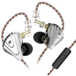 Навушники-вкладиші NEX KZ ZSX 5BA1DD Hybrid IEM HiFi, передня панель з цинкового сплаву, 0,75 мм 2-pin, шумозаглушення