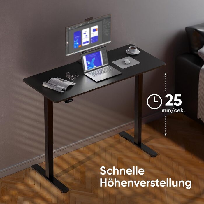 Електричний регульований стіл-рама ONKRON Wdt221e-b, чорний, для стільниць 120-170 см, до 70 кг