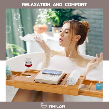 Підставка для ванни Yirilan, висувна, бамбукова, для 1-2 осіб, з дерева, розкішна