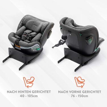 Дитяче автокрісло Xperta Baby Car Seat 360 з поворотом - Група дитячих автокрісел 0/1/2/3 (0-36 кг/0-12 років) 360 Swivel, ISOFIX, Автокрісло з безпекою i-Size і Top Tether, Сірий Сірий доббі