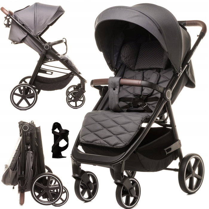 Дитячий прогулянковий візок 4BABY Stinger, графітовий, 10 кг, з регульованим сидінням