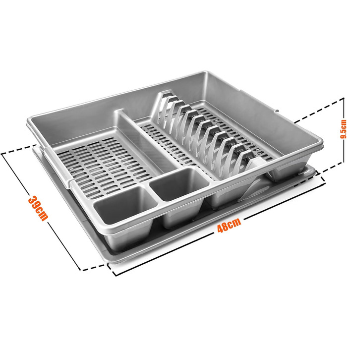 Підставка для посуду BigDean сіра 48x39x9,5 см (ДхШхВ) для мийки - ударостійкий пластик Зроблено в Європі (60 символів)