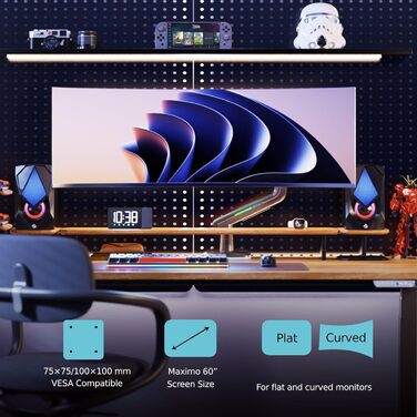 Кріплення для монітора NB Ergonomic Ultrawide, до 60 дюймів, RGB, VESA 75/100, чорний