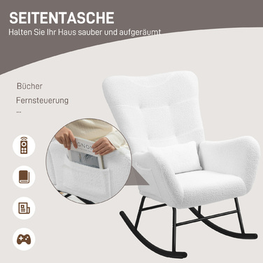 Крісло-гойдалка з м'яким покриттям, подушка для попереку, неслизьке, до 120 кг, біле