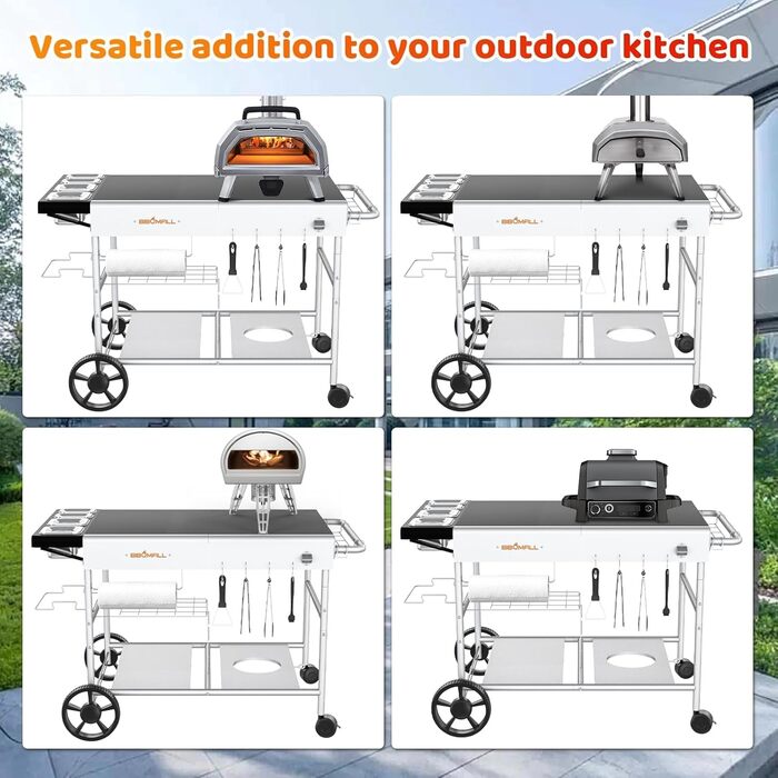 Тристороння візок-стіл для гриля на вулицю: Weber, Blackstone, Ninja Woodfire, Traeger, Nexgrill (63,5 x 127,9 x 78,9 см)