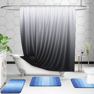 Набір килимків для ванної кімнати OLANLY, 2 шт., м'який, швидковисихаючий, мікрофібра, нековзний, можна прати в пральній машині, сушильний шкаф, плюшеві килимки для ванної кімнати (119,4 x 50,8 см + 61 x 40,6 см, світло-королівський блакитний)