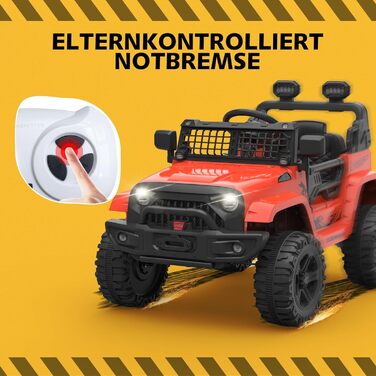 Дитячий електромобіль 12V з пультом, Bluetooth, LED, амортизацією, 2 швидкості, для дітей 3-8 років (білий/червоний)
