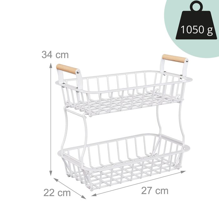 Relaxdays Двоярусний металевий фрутниця з ручками