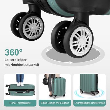 Набір валіз LEADZM 4 шт. з жорстким корпусом, ABS, з колесами, великі, для подорожей, з косметичкою (Турквіс, смужки)