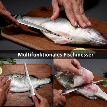 Ніж сантоку PAUDIN з дамаської сталі, 13 см - професійний кухонний ніж для кухні, надзвичайно гострий, з високоякісної нержавіючої сталі та ергономічною ручкою G10 (рибний ніж 18 см)