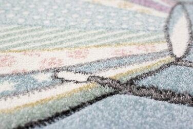 Дитячий килимок Ігровий килимок Гаряча повітряна куля Тварини пастельно-блакитного кольору Розмір 200 х 290 см
