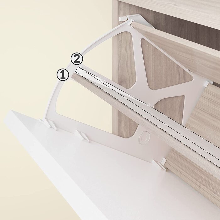 Шафа для взуття Casaria® на 18 пар, вузька, 115x60x25 см, 3 дверцята, висока, з дерева, закрита, з фіксацією від перекидання, для прихожого, світла бука/білий колір