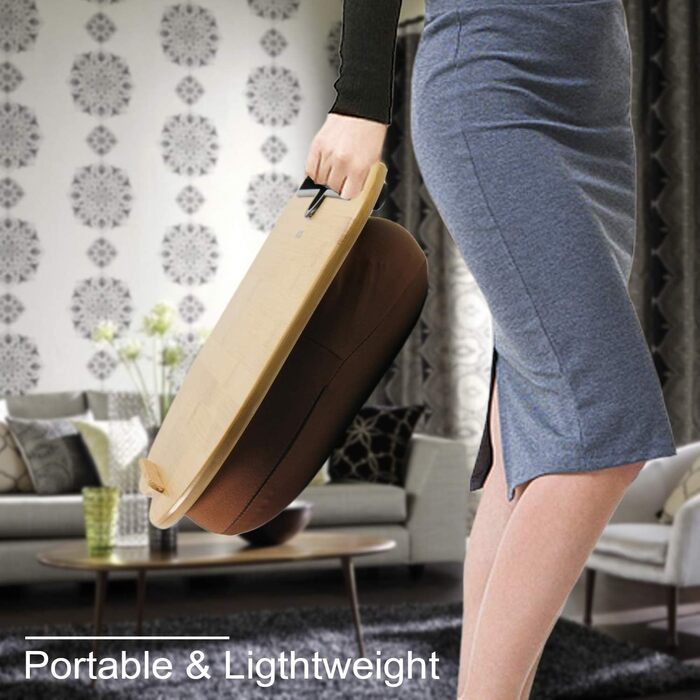 Підставка для ноутбука VLOXO з бамбука для ліжка та дивана, м'яка підкладка, ергономічне коліно, з отвором для кабелю та антиковзким покриттям, для ноутбуків/планшетів/MacBook до 14 дюймів, коричнева